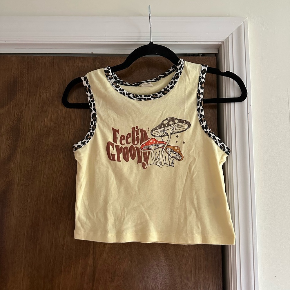 Urban Outfitters Yellow Crop Top with Graphic Design